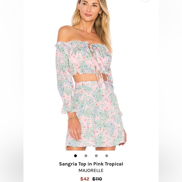 Majorelle Revolve Pink Palm Leaf Tropical Print Crop Top...